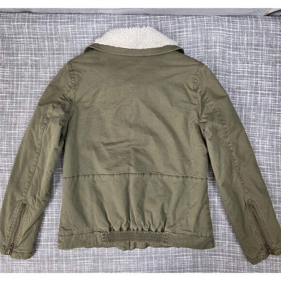 J CREW Short Field Jacket Women’s S Utility Bomber Fleece Lined Khaki Green - Picture 8 of 9